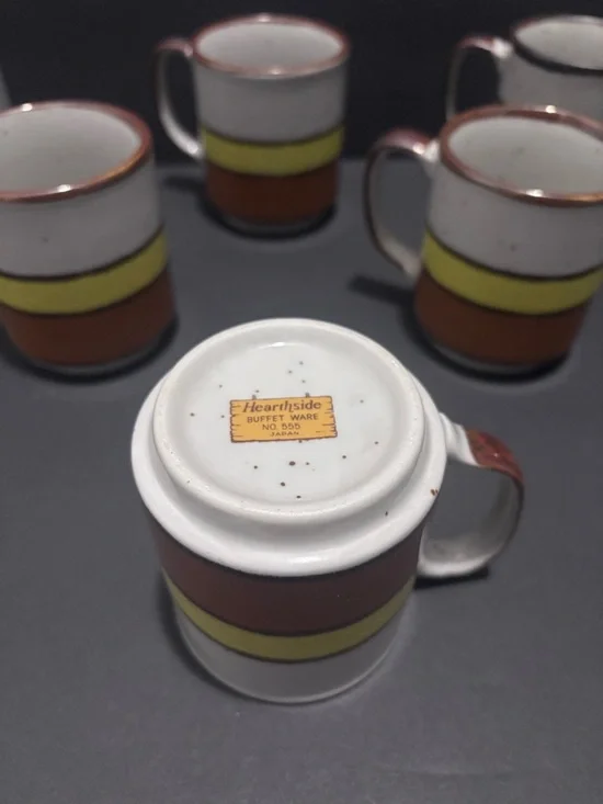 Vintage Hearthside Buffet Ware No. 555 Coffee Mugs — Set of 6 Made in Japan - Picture 3 of 4